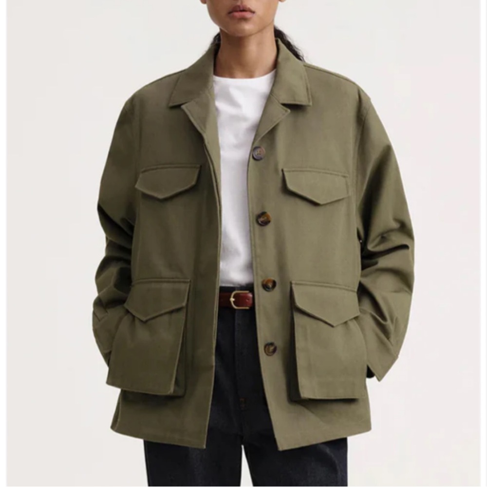 Toteme Avignon Utility Jacket Khaki Green – Oversized Cotton Size 32 | US XS